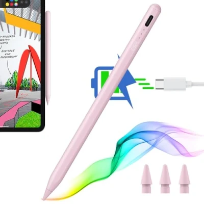 Abbildung von ESR Stylus Pen für iPad mit Neigungsempfindlichkeit, Stift Apple 9/8/7/6, Pro 11, 12.9, Mini 6/5 und Air 5/4/3, Palm Rejection, Magnetische Befestigung, Rosa