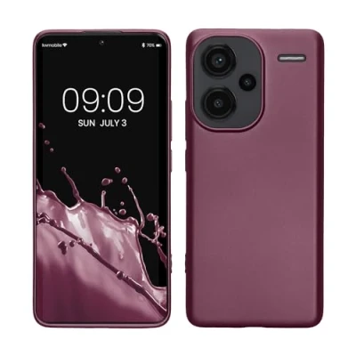 Abbildung von kwmobile Case kompatibel mit Xiaomi Redmi Note 13 Pro+ 5G / Pro Plus Hülle Schutzhülle aus Silikon metallisch schimmernd Handyhülle Metallic Lavendel