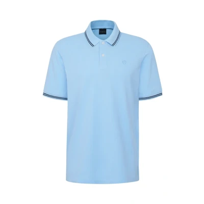 Abbildung von bugatti MIT Kontraststreifen UND Bruststickerei Poloshirt, Herren, Größe: XL, Hellblau