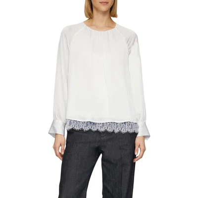 Abbildung von s.Oliver Black Label Spitzendetails Bluse, Damen, Größe: 32, Ecru