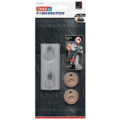 Abbildung von 4 x Tesa Powerbutton Doppelhaken Classic chrom matt
