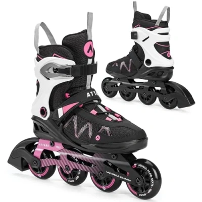 Abbildung von ATTABO Bliss Damen Schlittschuh Skates 37 42 EU Komfort und Sicherheit Halbharte Schale Aluminiumkufe Rollen 80 mm PU Lager ABEC 7 Verstellbar für eine bessere Anpassung