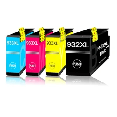 Abbildung von 4 XL Druckerpatronen/Tintenpatronen ersetzen HP 932XL 933XL CN053AE, CN054AE, CN055AE, CN056AE geeignet für OfficeJet 6100 6600 6700 7110 7510 7610 7612 Premium ePrinter Plus All in One