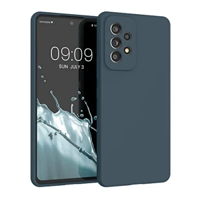 Abbildung von kwmobile Hülle kompatibel mit Samsung Galaxy A53 5G Silikon Handy Case Handyhülle weiche Oberfläche kabelloses Laden Dunkler Schiefer