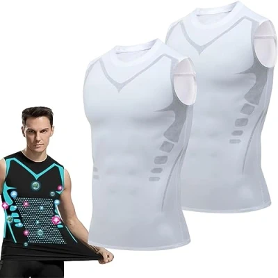 Abbildung von Twaynorb 2023 New Version Ionic Shaping Vest Men, Comfortable and Breathable Ice Silk Fabric (White+White,XX Large)