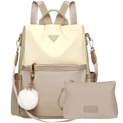 Abbildung von Leathario Rucksakck Damen klein,Diebstahlsicher Cityrucksack Set,PX4 Wasserdichtere Rucksackhandtasche,Eleganter Tagesrucksack für Büro,Pendeln,Arbeit,Backpack Women Reisen,Einkaufen,Schwarz