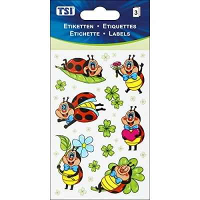 Abbildung von TSI Sticker Etiketten &quot;MARIENKÄFER II&quot;, Druck auf Papier, Inhalt: 3 Blatt á 11 (= 33 Etiketten), Art. Nr. 55398
