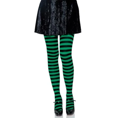 Abbildung von LEG AVENUE Damen Stripe Leggings, Schwarz/Kelly Grün, Einheitsgröße Große Größen EU