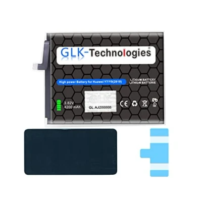 Abbildung von High Power Ersatzakku kompatibel mit Huawei Y7 2019 / Y9 Honor 8C 2018 GLK Technologies Battery accu 4200 mAh Akku inkl. 2X Klebebandsätze NUE