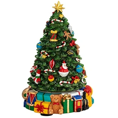 Abbildung von H.Bauer jun. Spieluhr Weihnachtsbaum Ø 15 cm Melodie Oh Tannenbaum Kunststein Weihnachtsdeko Geschenk mit Musik 22.5 hoch