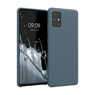 Abbildung von kwmobile Hülle kompatibel mit Samsung Galaxy A51 Silikon Handy Case Handyhülle weiche Oberfläche kabelloses Laden Dunkler Schiefer