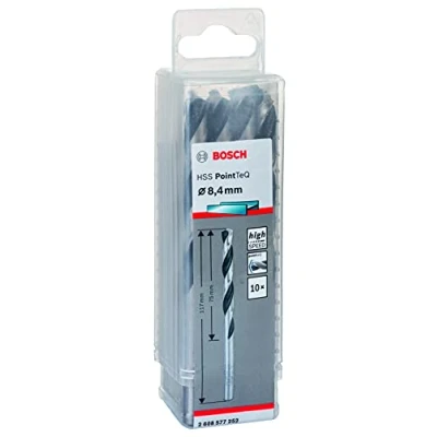 Abbildung von Bosch Professional 10 Stück HSS Spiralbohrer PointTeQ (für Metall, 8,4 x 75 117 mm, Zubehör Bohrschrauber)