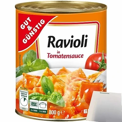 Abbildung von Gut&amp;Günstig Ravioli in Tomatensauce gefüllte Teigtaschen mit fleischhaltiger Füllung (800g Dose) + usy Block