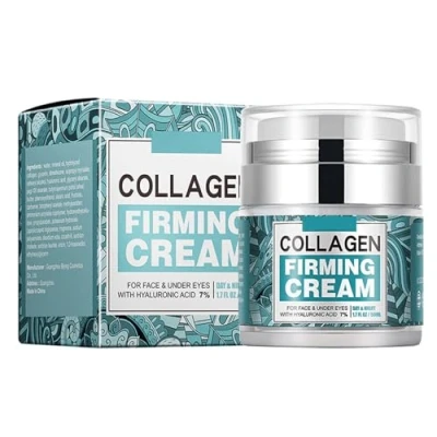 Abbildung von Collagen Creme Gesicht Feuchtigkeitscreme, Anti Aging Hautpflege Kollagen für mit Hyaluronsäure Hautstraffende Gesicht, Tag &amp; Nacht Gesichtscreme reduziert Falten,