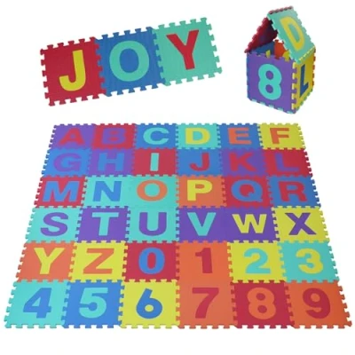 Abbildung von ALPIDEX Kinder Puzzlematten 86 teilig Buchstaben &amp; Zahlen 36 Matten 30 x 1cm Spielteppich Baby Krabbelmatte Kinderteppich Puzzle Lernteppich XXL Bunt, Farbe:Bunt
