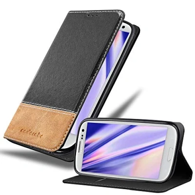 Abbildung von Cadorabo Hülle kompatibel mit Samsung Galaxy S3 / NEO aus Kunst Leder Flip Klappbare Stoßfeste Magnetische [Standfunktion] [Kartenfächern] Cover für Tasche in Schwarz