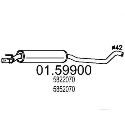 Abbildung von MTS 01.59900 Mittelschalldämpfer 1720 OPEL: Corsa B Schrägheck