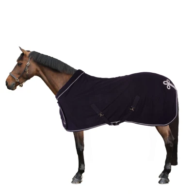 Abbildung von HKM 7224 Fleecedecke mit Kragen, Pferdedecke Stalldecke Weidedecke, Dunkelblau, 115 cm