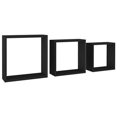Abbildung von vidaXL Würfelregal 3 TLG. Wandregal Hängeregal Regalwürfel Cube Lounge CD Regal Bücherregal Schweberegal Wandboard Dekoregal Schwarz MDF