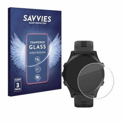 Abbildung von Savvies Panzer Schutz Glas für Garmin Forerunner 945 (3 Stück) 9H Hartglas, Anti Fingerprint, Displayschutz