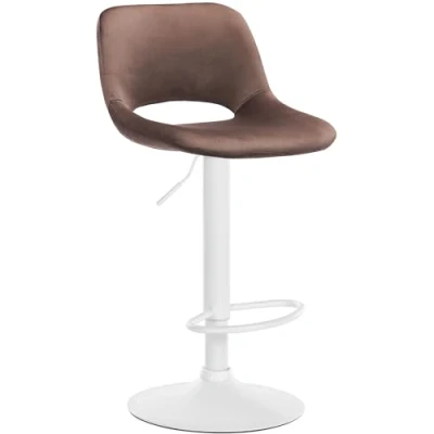 Abbildung von CLP Barhocker Camden I Samt Bezug Drehbar, Farbe:braun, Material Gestell:Metall matt Weiss