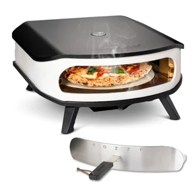 Abbildung von cozze Gas Pizzaofen mit Rotationsstein, Leistung 6,0 kW, perfektes Kochen von Pizza, Ø 42,5 cm, integriertes Thermometer, verzinkter Stahl