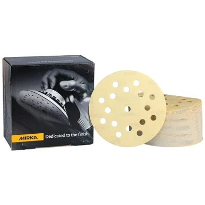 Abbildung von Mirka Gold Universal Schleifpapier Ø 125mm Klett 17 Loch, Korn P500, 100 Stk / Zum Schleifen von Gips, Spachtel, Spanplatten, Holz, Lack