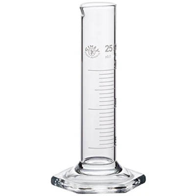 Abbildung von neoLab E 1276 Messzylinder, niedrige Form, Sechskantfuß, Boro Kl. B, 25 mL (2 er Pack)