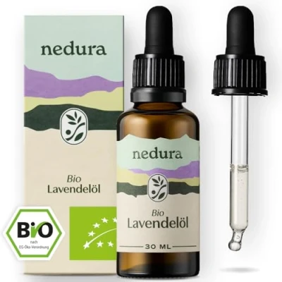 Abbildung von nedura® BIO Lavendelöl [100% NATURREIN] Echter Lavendel aus Spanien Lavandula Angustifolia Ätherisches Öl für Aromatherapie, Diffusoren, Duftlampen 30 ml