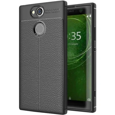 Abbildung von ebestStar kompatibel mit Sony Xperia XA2 Ultra Hülle Ultra/Dual (2018) Lederhülle Design TPU Handyhülle Schutzhülle, Flex Silikon Case, Schwarz