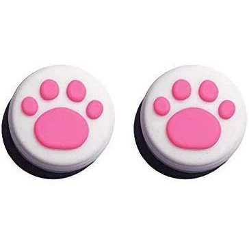 Abbildung von Silikon Kappen für analogen Thumbstick von Nintendo Switch NX NS Joy Con Controller, 2 Stück, weiß rosa, süße Katzenpfoten
