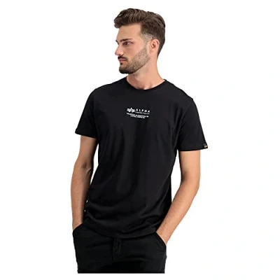 Abbildung von Alpha Industries Wording T Tshirt print, Herren, Größe: Large, Black