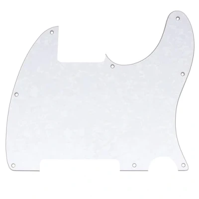 Abbildung von Musiclily 8 Löcher Schlagbrett Pickguard für Fender USA/Mexican Telecaster Esquire E Gitarre,4 lagig White Pearl