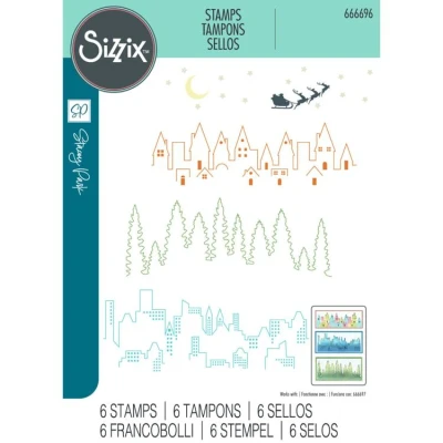 Abbildung von Sizzix Transparentes Stempel Set, Motiv: Cosmopolitan, The View by Stacey Park, Einheitsgröße, mehrfarbig