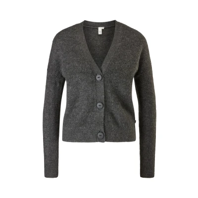 Abbildung von QS Strickjacke, Damen, Größe: Medium, Black melange