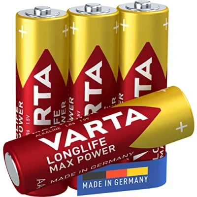 Abbildung von VARTA Batterien AA, 4 Stück, Longlife Max Power, Alkaline, 1,5V, ideal für Digitalkamera, Controller, Blutdruckmessgerät, Made in Germany