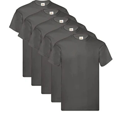 Abbildung von Fruit of the Loom Herren T Shirt Original 61 082 0, 5 Graphit, L (5er Pack) + 1HL Kauf Notizblock