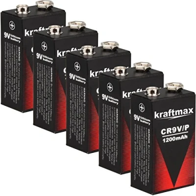 Abbildung von kraftmax 5X 9V Block Lithium Hochleistungs Longlife Batterien für Rauchmelder/Feuermelder 10 Jahre Batterie Lebensdauer
