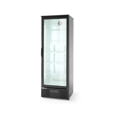 Abbildung von HENDI Getränkekühlschrank 287 Liter 60 x 51,5 182 cm 1x Glastür 5 Regalböden schwarz, Gastro Bar Kühlschrank Flaschenkühlung