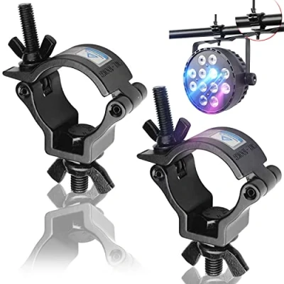 Abbildung von behone 2 Stücke Traversen Klammern Alulegierung Haken 100KG Ladekapazität für 48 51mm Rohr Bühnenlicht Scheinwerfer Moving Head Beleuchtung Unterstützt Racks(schwarz)