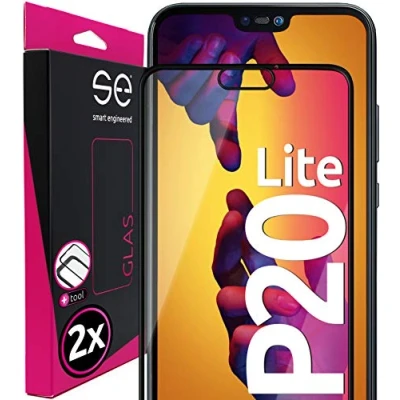 Abbildung von 2x Schutzglas für Huawei P20 lite aus Deutschland 100% Passgenau mit Installationshilfe, kompatibel Schutzfolie Schutz Glas Folie Anti Kratzer 9H Härte HD Klar