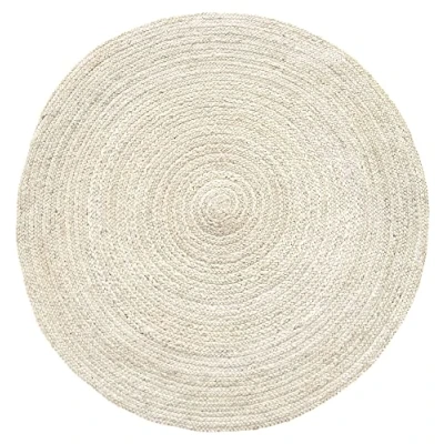Abbildung von HAMID Jute Teppich Rund Elfenbein, Alhambra Handgewebt 100% Naturfaser de Jute, Wohnzimmer, Schlafzimmer, Flurteppich Farbe (100X100cm)