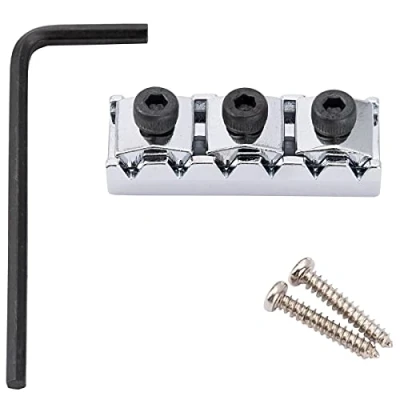 Abbildung von Musiclily Pro 42mm Stahl Locking Nut R2 Klemmsattel für Floyd Rose Tremolo System E Gitarre, Chrom
