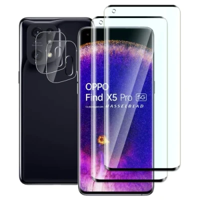 Abbildung von FWang Temperglas Kompatibel mit OPPO Find X5 Pro,3D Volle Bedeckung,9H Härte,kratzfest,blasenfrei,HD,2 Schutzfolie und 2 Kamera