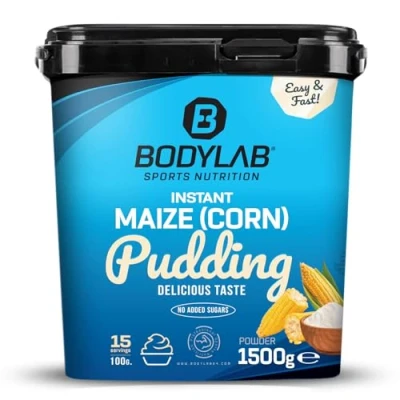 Abbildung von Bodylab24 Instant Maize (Corn) Pudding 1,5kg, mit 80g Kohlenhydraten pro Portion, 100% Maisgrieß, Maispudding ohne Zusatzstoffe, ideal als Energielieferant vor oder nach dem Training