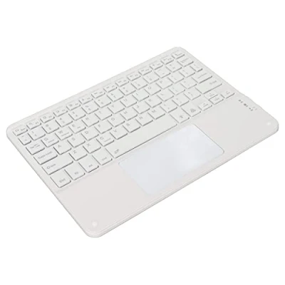 Abbildung von Kabellose Tastatur mit Touchpad, Ultradünne Ergonomische Tastatur, Touchpad Quadrate Compact Keycap, RGB Hintergrundbeleuchtung für Smartphones, Tablets, Laptops, Desktop Computer(Weiß)