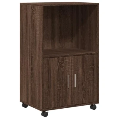 Abbildung von vidaXL Rollschrank, Büroschrank mit Stauraum, Aktenschrank für Wohnzimmer Büro, Bürocontainer Schrank Rollcontainer, Braun Eichen Optik Holzwerkstoff
