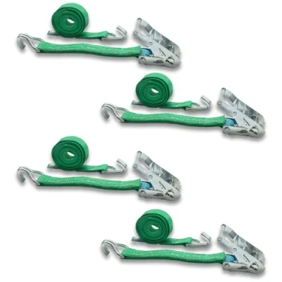 Abbildung von 4er Set Spanngurt mit Ratsche und Profilhaken, DoZurr 2000, belastbar bis 1000 kg, 35 mm breit x 4 m lang, grün