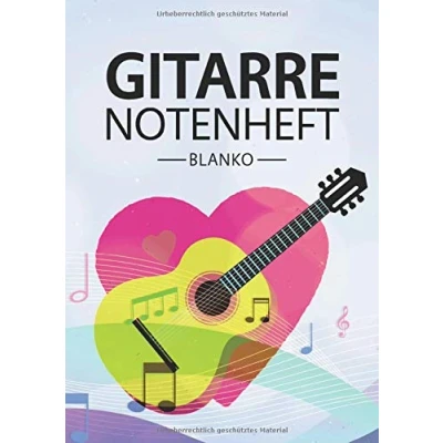 Abbildung von Gitarre Notenheft Blanko: DIN A4 Mit 110 Seiten Notenpapier für Kinder und Erwachsene, Notenblock, Musikheft, Notenbuch, Notenblätter Motiv: Noten Muster Bunt