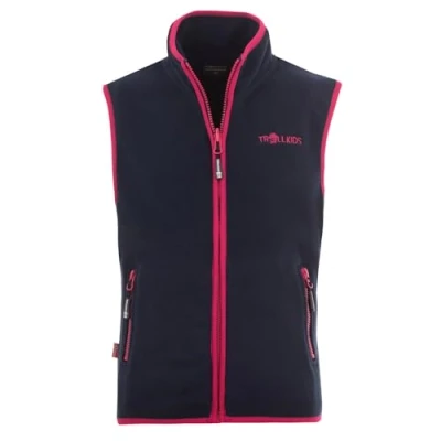 Abbildung von Trollkids Kinder Fleece Weste Arendal, Marineblau/Pink, Größe 104